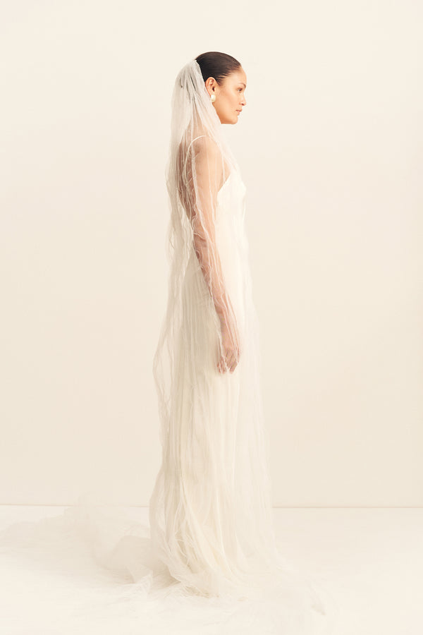 HALO PLEATED VEIL - IVORY