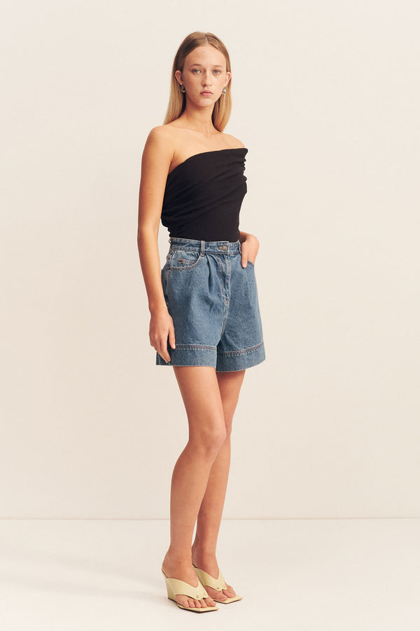 BEAU ONE SHOULDER TOP - BLACK_A
