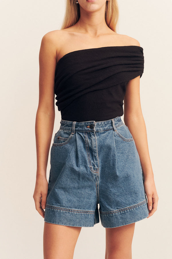 BEAU ONE SHOULDER TOP - BLACK_D