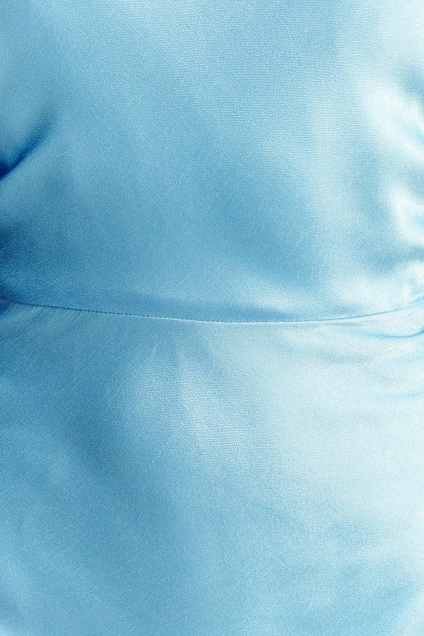 LA LUNE HIGH NECK RUCHED MAXI DRESS - ICEBERG BLUE_SW