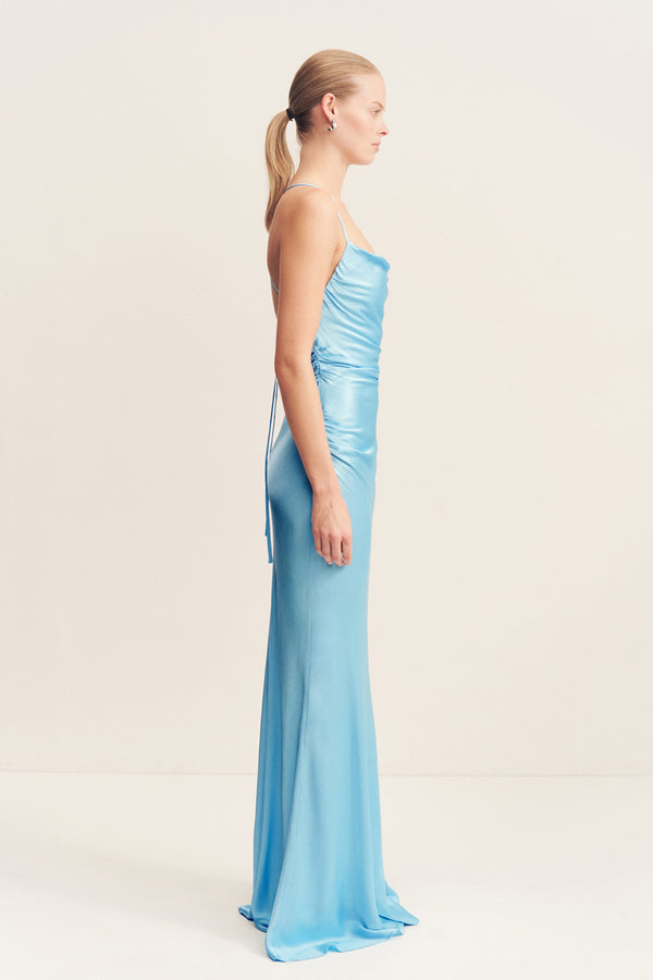 LA LUNE LACE BACK MAXI DRESS - ICEBERG BLUE_S
