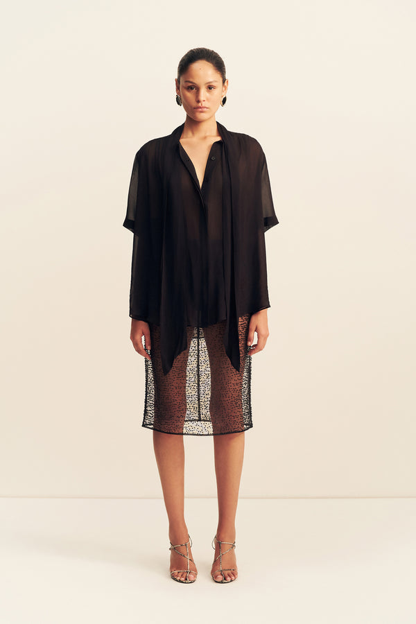 JUNO SCARF SHIRT - BLACK_F