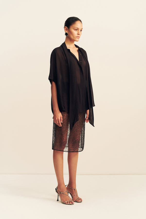 JUNO SCARF SHIRT - BLACK