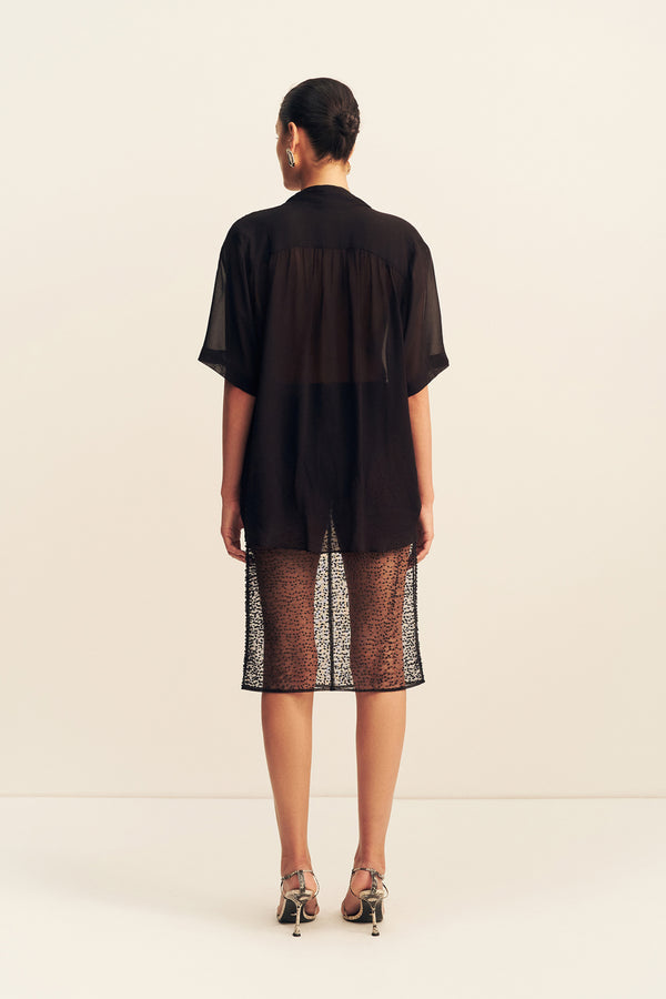 JUNO SCARF SHIRT - BLACK