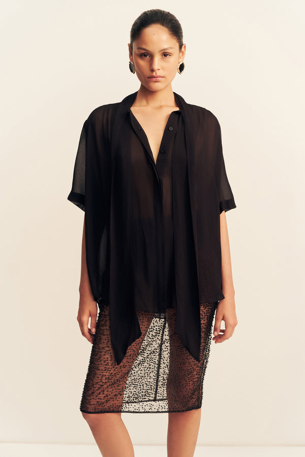 JUNO SCARF SHIRT - BLACK