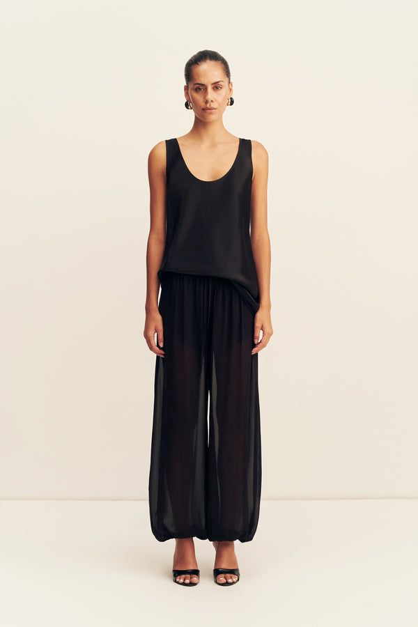 AMINA SHEER HAREM PANT - BLACK_F