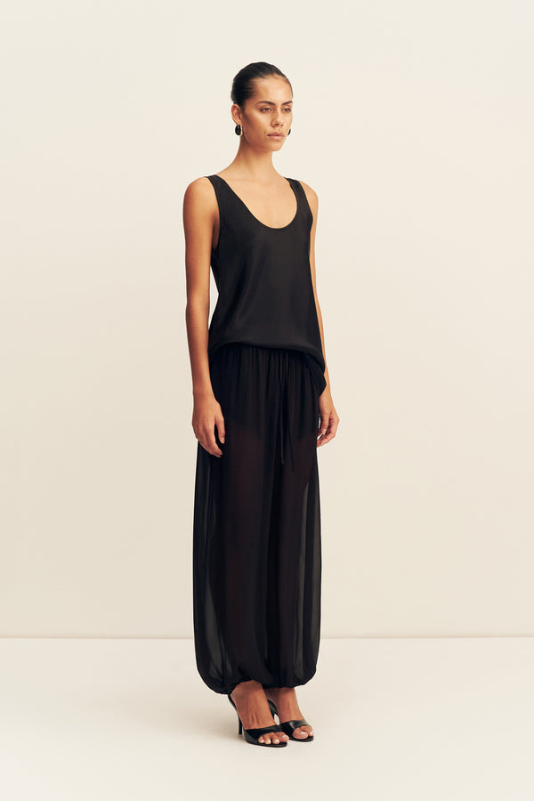 AMINA SHEER HAREM PANT - BLACK