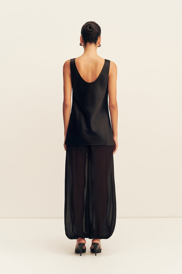 AMINA SHEER HAREM PANT - BLACK