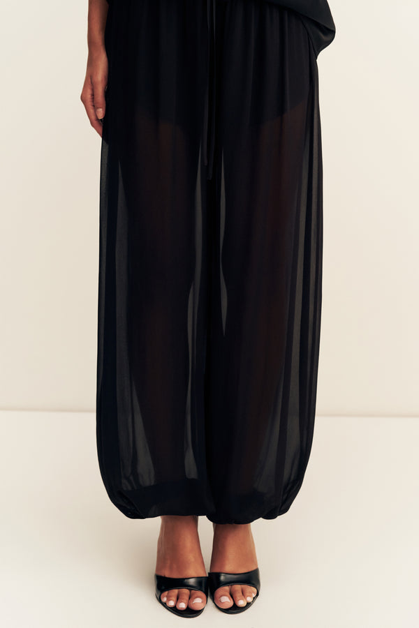 AMINA SHEER HAREM PANT - BLACK
