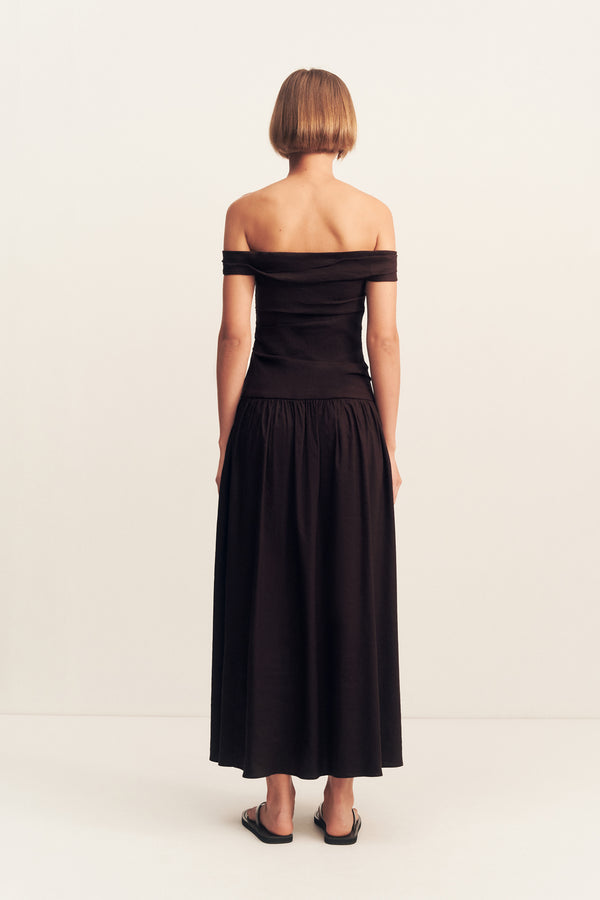 BROOKS OFF SHOULDER MAXI DRESS - GANACHE