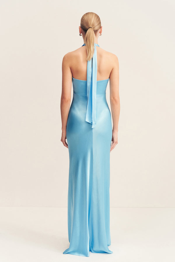 la lune ruched halter maxi dress - iceberg blue La Lune Ruched Halter Maxi Dress - Icebe by Shona Joy