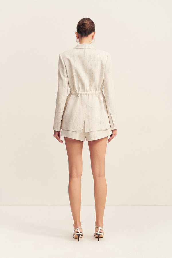 ALTO TEXTURED LINEN OVERSIZED BELTED BLAZER