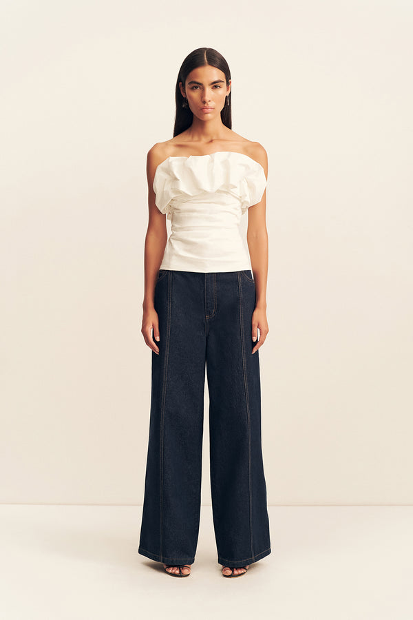 CAMPBELL STRAPLESS BUBBLE TOP - IVORY_F