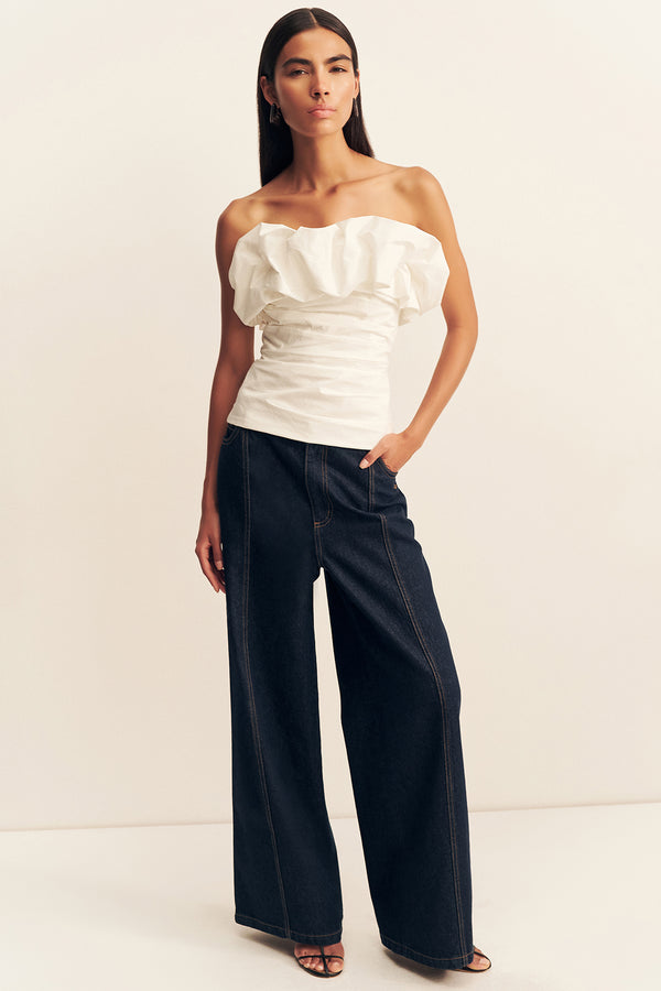 CAMPBELL STRAPLESS BUBBLE TOP - IVORY