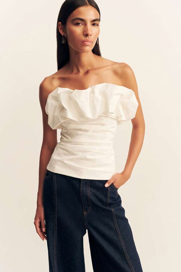CAMPBELL STRAPLESS BUBBLE TOP - IVORY