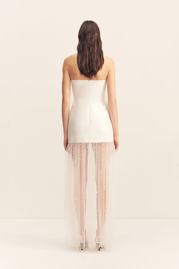 DEWDROP CONTRAST STRAPLESS MAXI DRESS