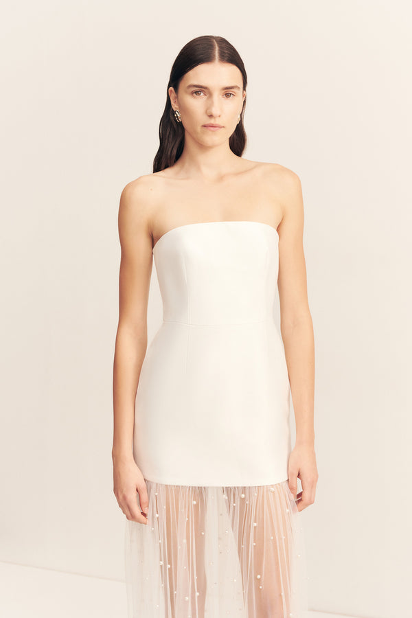 DEWDROP CONTRAST STRAPLESS MAXI DRESS