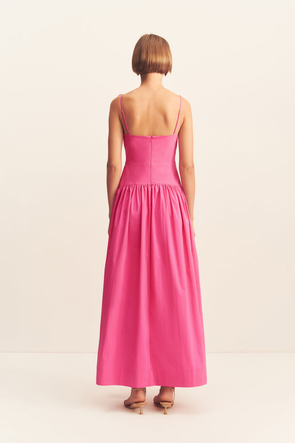 CAMPBELL SQUARE NECK MAXI DRESS - VIVID PINK