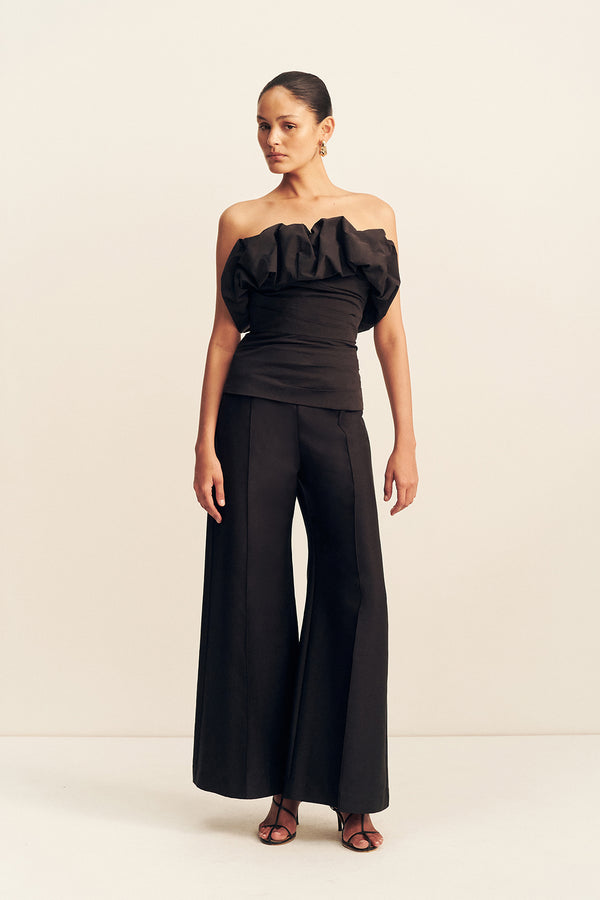 CAMPBELL STRAPLESS BUBBLE TOP - BLACK_F