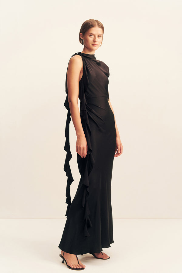 Agnes Draped Ruffle Maxi Dress | Black | Dresses | Shona Joy Agnes Draped Ruffle Maxi Dress | Black | Dresses | Shona Joy