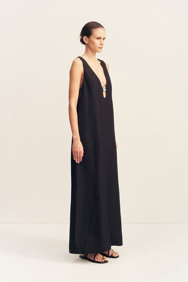 PALOMA PLUNGED MAXI DRESS - BLACK