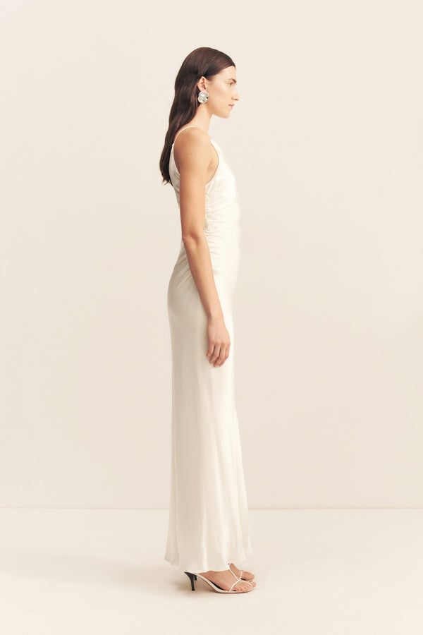 la lune high neck ruched maxi dress La Lune Ruched Halter Maxi Dress by Shona Joy