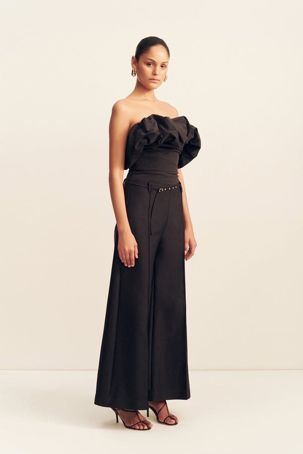 OTIS WIDE LEG BELTED PANT - BLACK