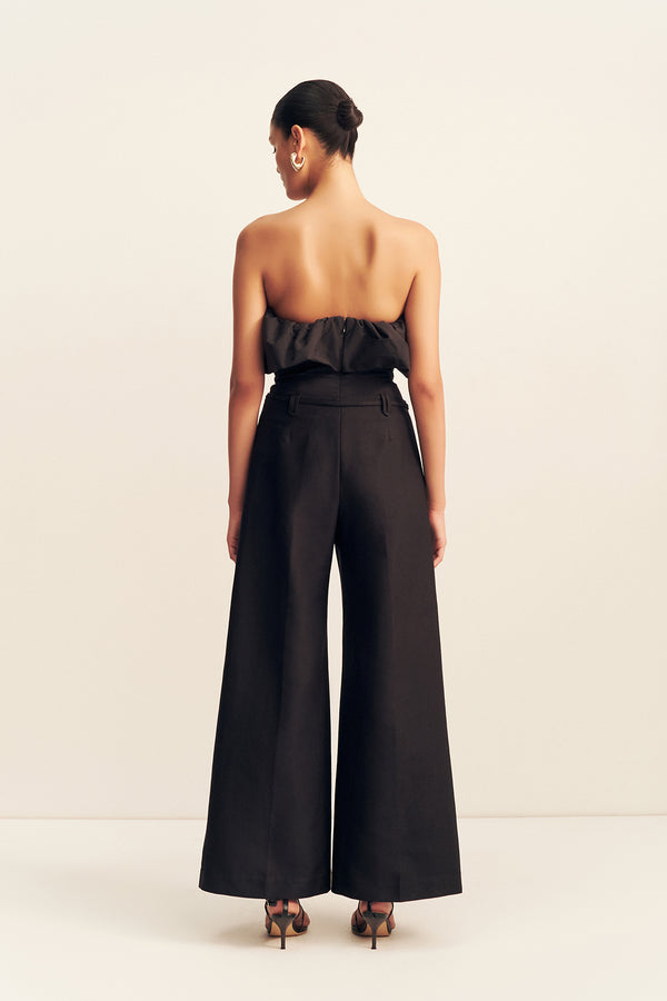 OTIS WIDE LEG BELTED PANT - BLACK