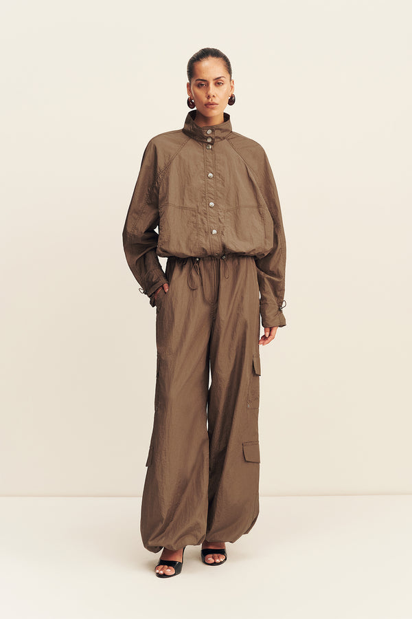 MALIKA NYLON PARACHUTE JACKET - BRONZE_F
