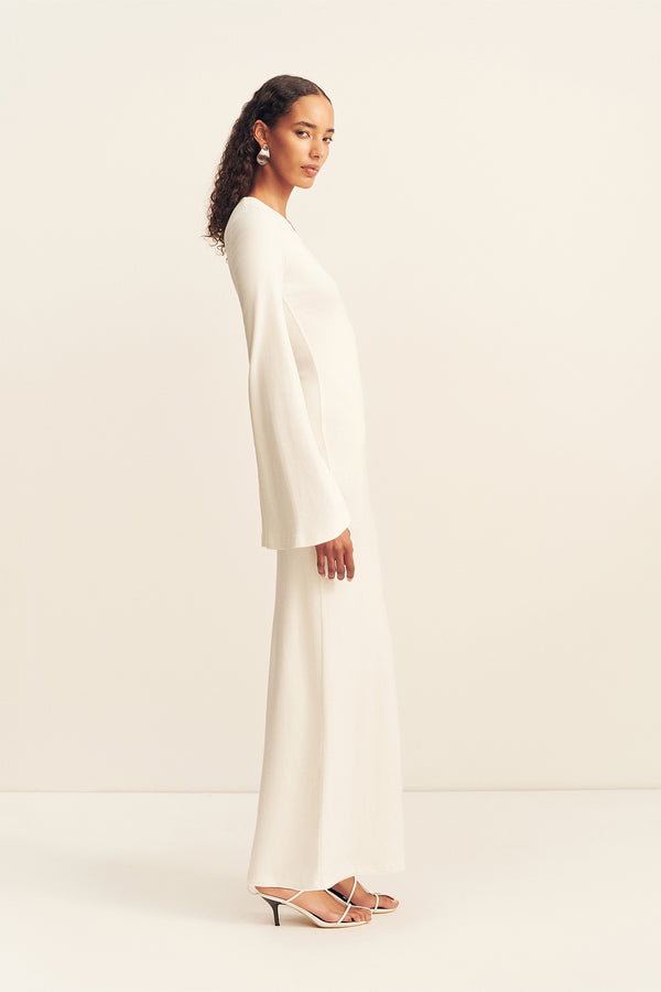 ABY PLUNGED JERSEY MAXI DRESS - IVORY