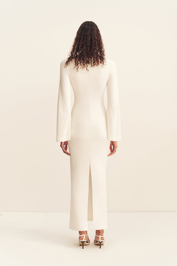 ABY PLUNGED JERSEY MAXI DRESS - IVORY
