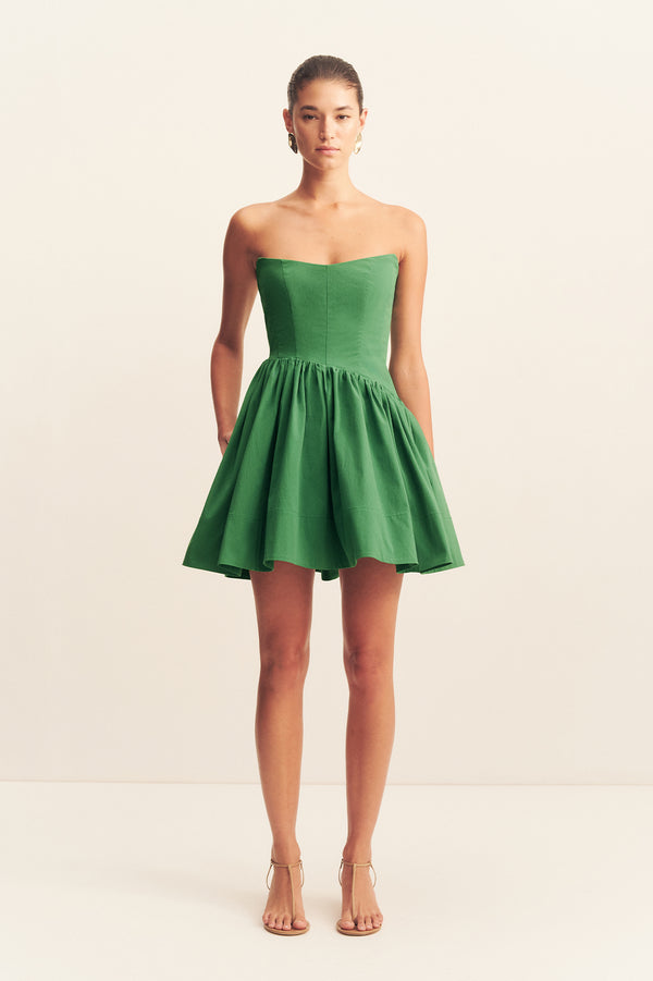 CAMPBELL STRAPLESS MINI DRESS - ABUNDANT GREEN_F