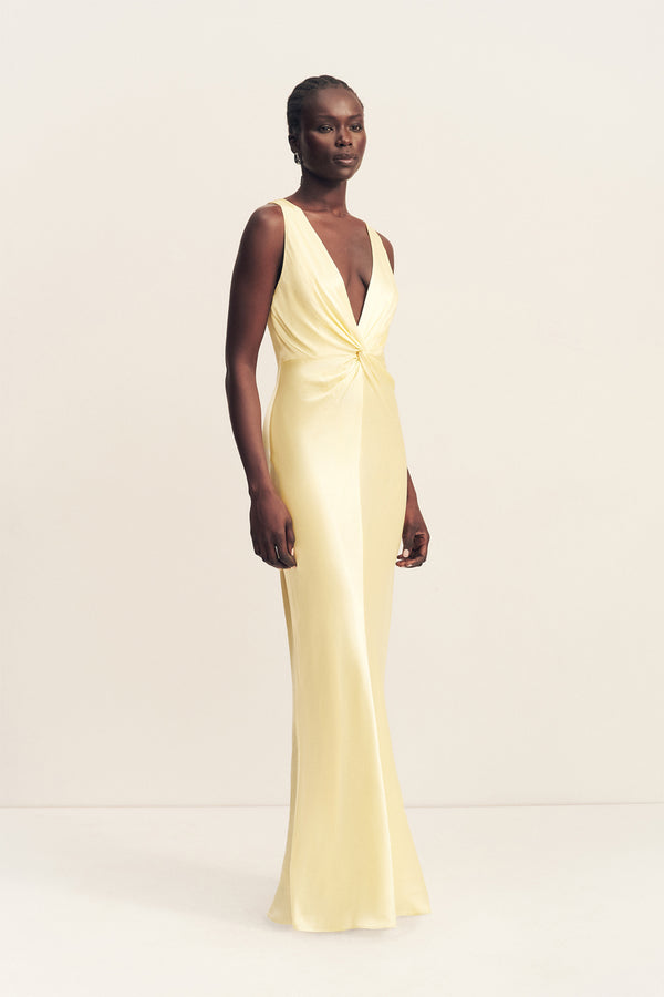 LA LUNE LOW TWIST MAXI DRESS - LEMON
