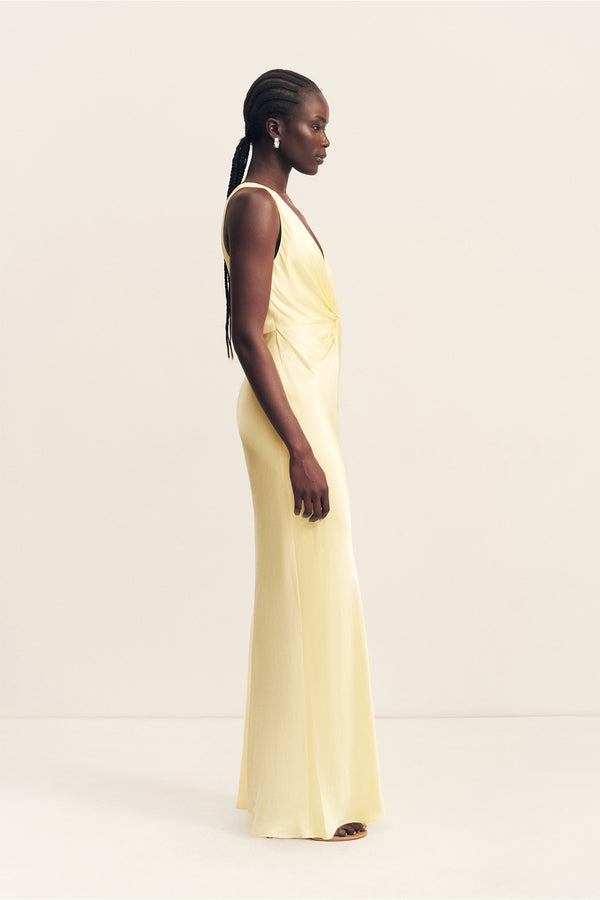 LA LUNE LOW TWIST MAXI DRESS - LEMON