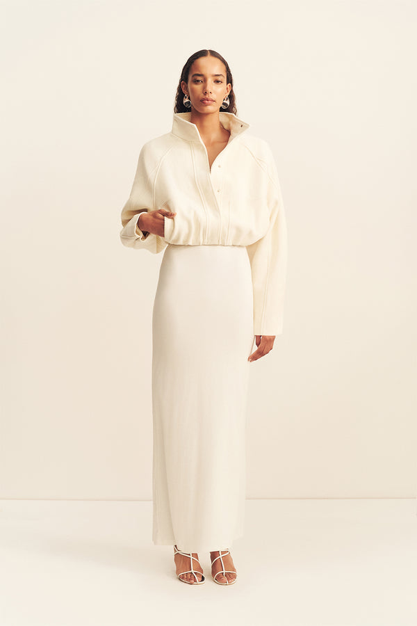 ABY PLUNGED JERSEY MAXI DRESS - IVORY