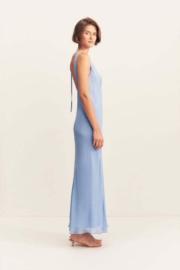 blue maxi dress australia Sunflower Light Blue Mesh Maxi Dress main image 1