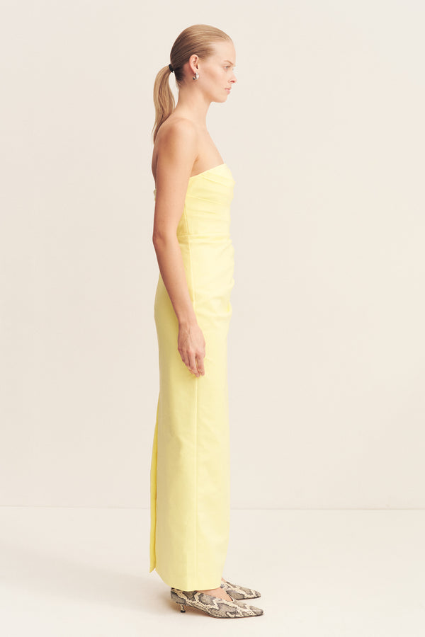 LANI STRAPLESS DRAPED MAXI DRESS - LEMONADE_S