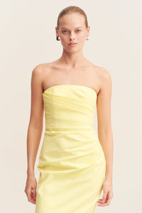 LANI STRAPLESS DRAPED MAXI DRESS - LEMONADE