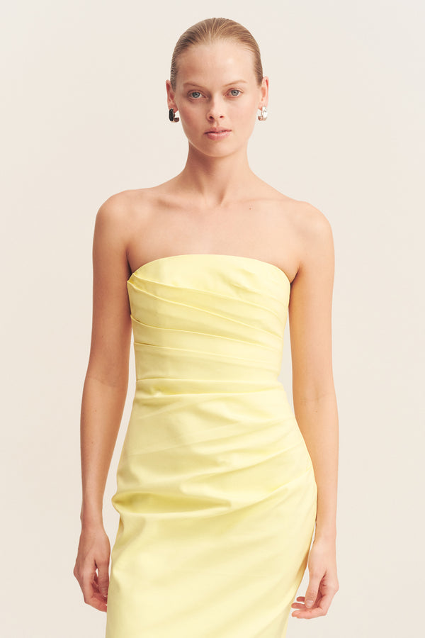 LANI STRAPLESS DRAPED MAXI DRESS - LEMONADE_D