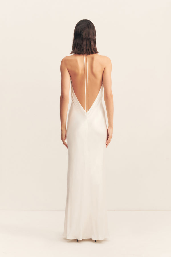 LA LUNE LOW COWL MAXI DRESS - WHITE