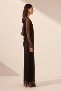 MONA COWL BACK MAXI DRESS - BLACK