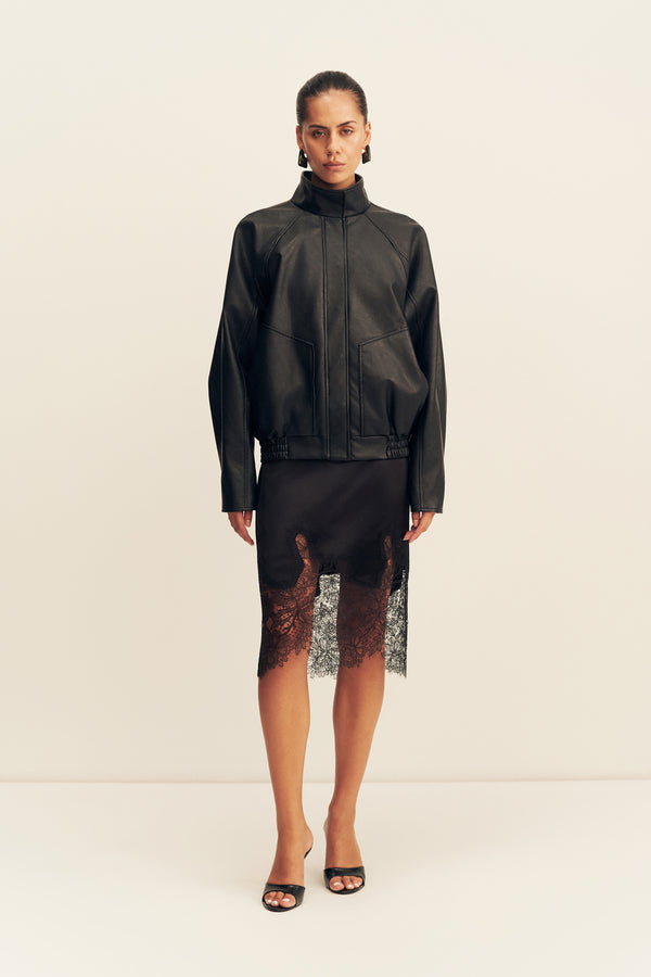KENNEDY FAUX LEATHER JACKET - BLACK_F