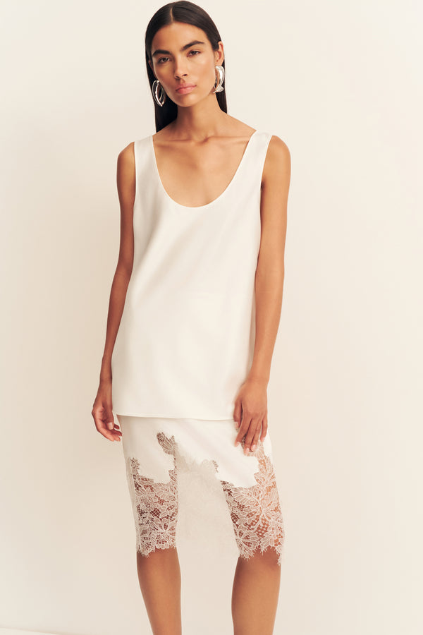 SAVANNA SCOOP NECK TOP - IVORY