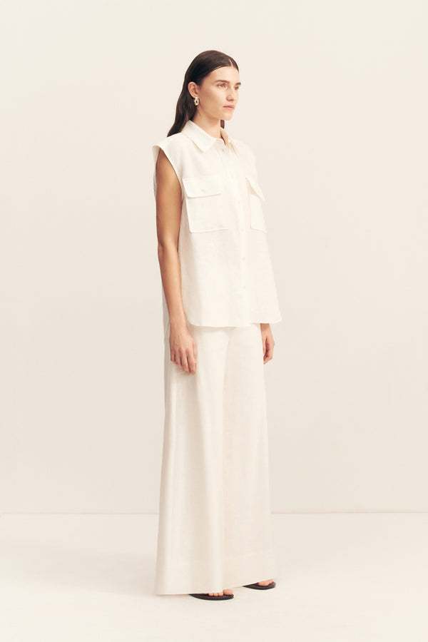 WELLINGTON SLEEVELESS SHIRT - IVORY