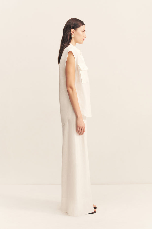 WELLINGTON SLEEVELESS SHIRT - IVORY