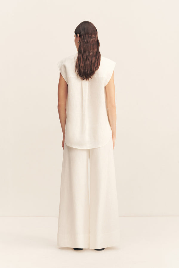 WELLINGTON SLEEVELESS SHIRT - IVORY