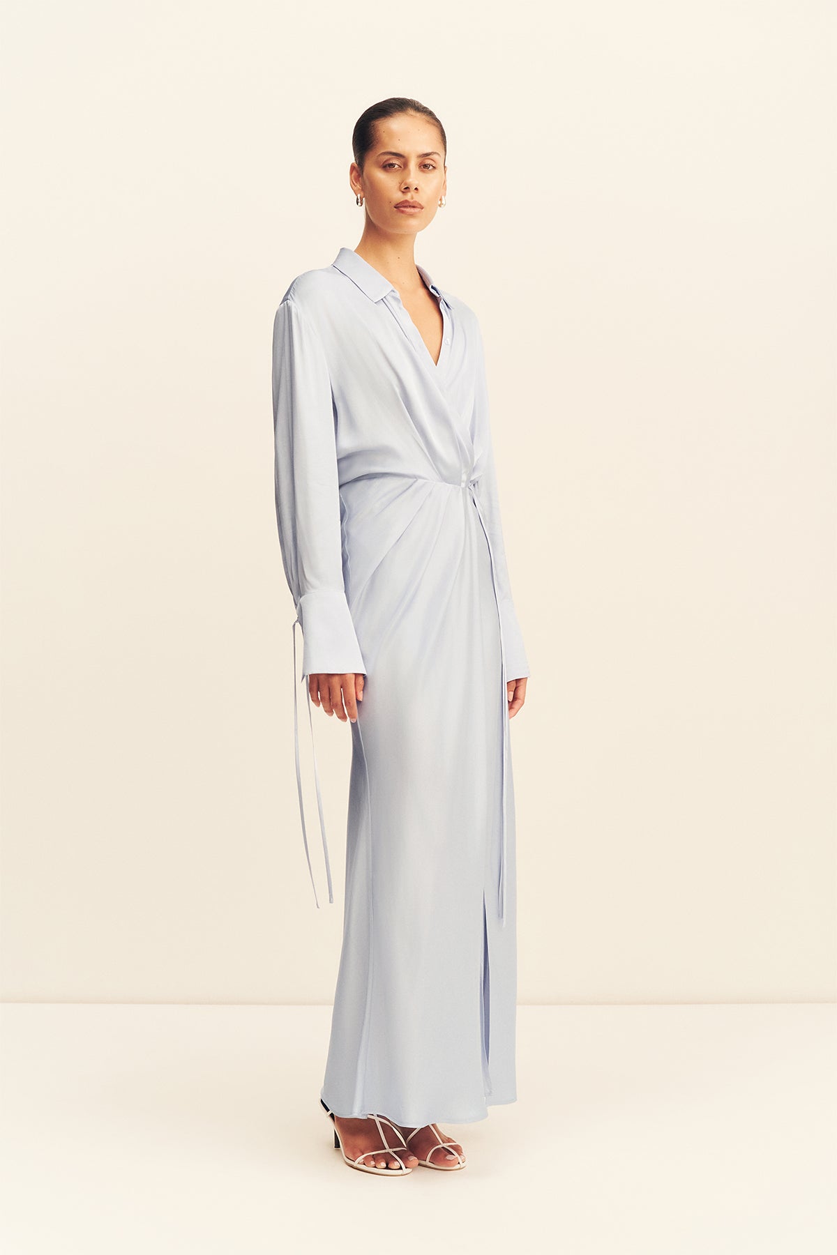 Agnes Draped Shirt Maxi Dress | Arcadian Blue | Dresses | Shona Joy