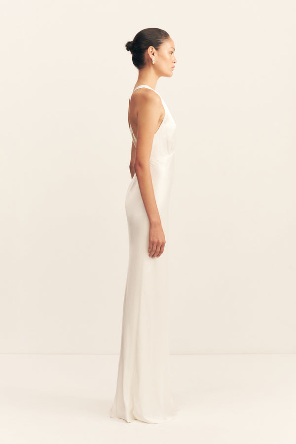 Halter Neck Low Neck Maxi Dress La Lune Plunged Cross Back Maxi Dress White Dresses Shona Joy Halter Neck Low Neck Maxi Dress La Lune Plunged Cross Back Maxi Dress White Dresses Shona Joy