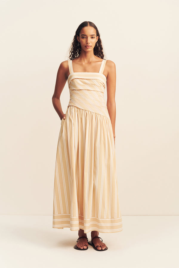 OMRI COTTON SQUARE NECK MAXI DRESS_F