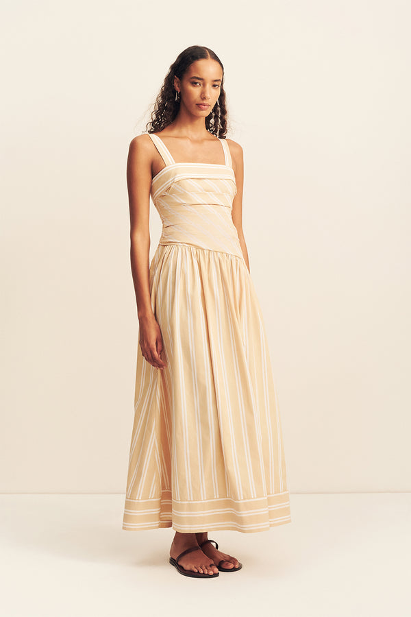 OMRI COTTON SQUARE NECK MAXI DRESS